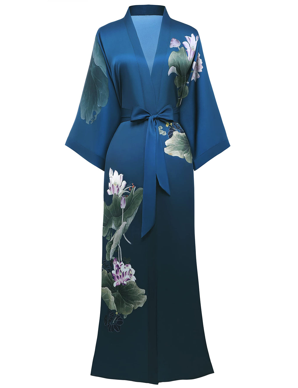 PRODESIGN Kimono Robe for Women - Long Satin Sleepwear Silky Kimono Cover-Up Nightgown Japanese Bathrobe Loungewear Blouse