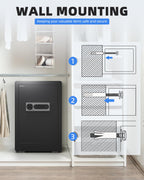 DAYI Safe Box, 3.0 Cubic Feet Home Safes with Fireproof Waterproof Bag, Security Safe for Money Cash Documents, Digital Keypad, Dual Alarm System, Removable Shelf - D-60