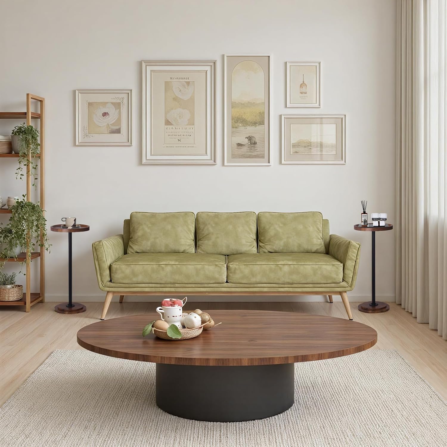 Home Dector Sofa Side Table, Small Drink Table for Small Spaces, Coffee End Table with Wood Leg for Living Room, Bedroom, Corners(Rustic Brown)