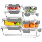8 Pack Borosilicate Glass Food Storage Containers with Lids, Glass Meal Prep Containers, Airtight Bento Lunch Boxes with Snap Locks, Oven, Freezer and Dishwasher Safe, BPA Free, Kitchen Storage Set