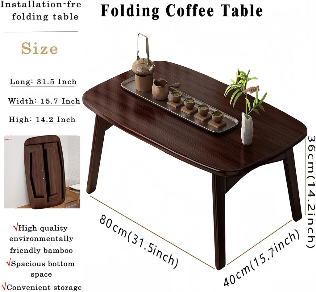 Japanese Floor Table Japanese Folding Coffee Table No Assembly Foldable Low Coffee Tables for Living Room Tatami Tea Bedroom for Sitting on The Floor - Portable & Easy Storage Compact Design