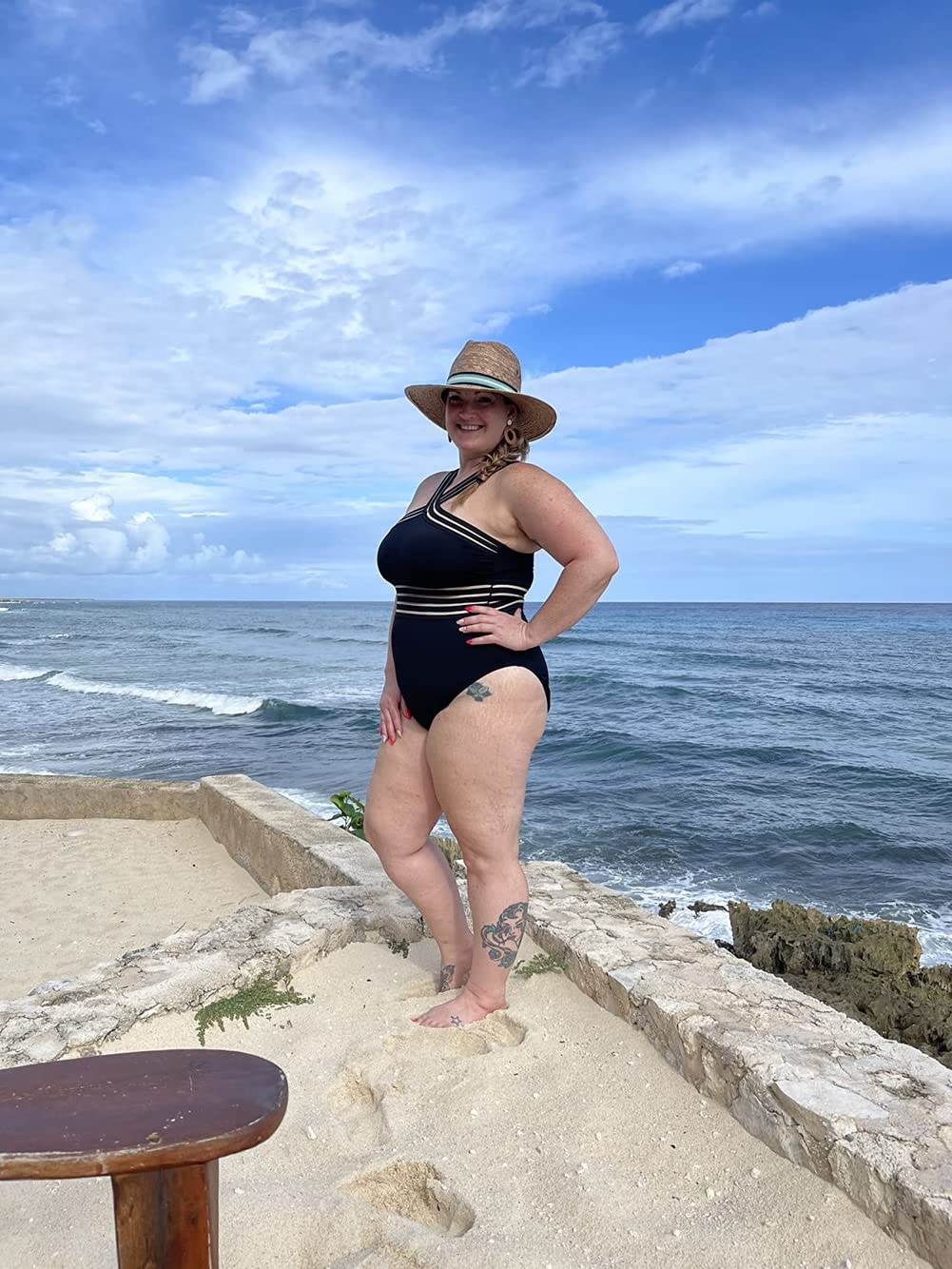 Hilor Slimming Bathing Suit for Curvy Women Cute One Piece Swimsuits Best Tummy Control Swimwear Black XXL/US16