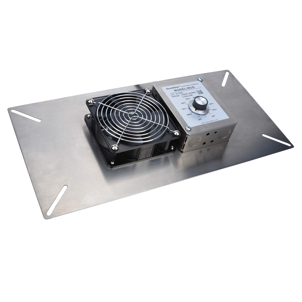 Durablow 220 CFM Air-Out Stainless Steel Crawl Space Vent Fan, Dual Fans with Dehumidistat & Thermostat, Foundation Vent, Radon Mitigation, for Crawl Space, Basement (Stainless Steel 430, M2D-S430)
