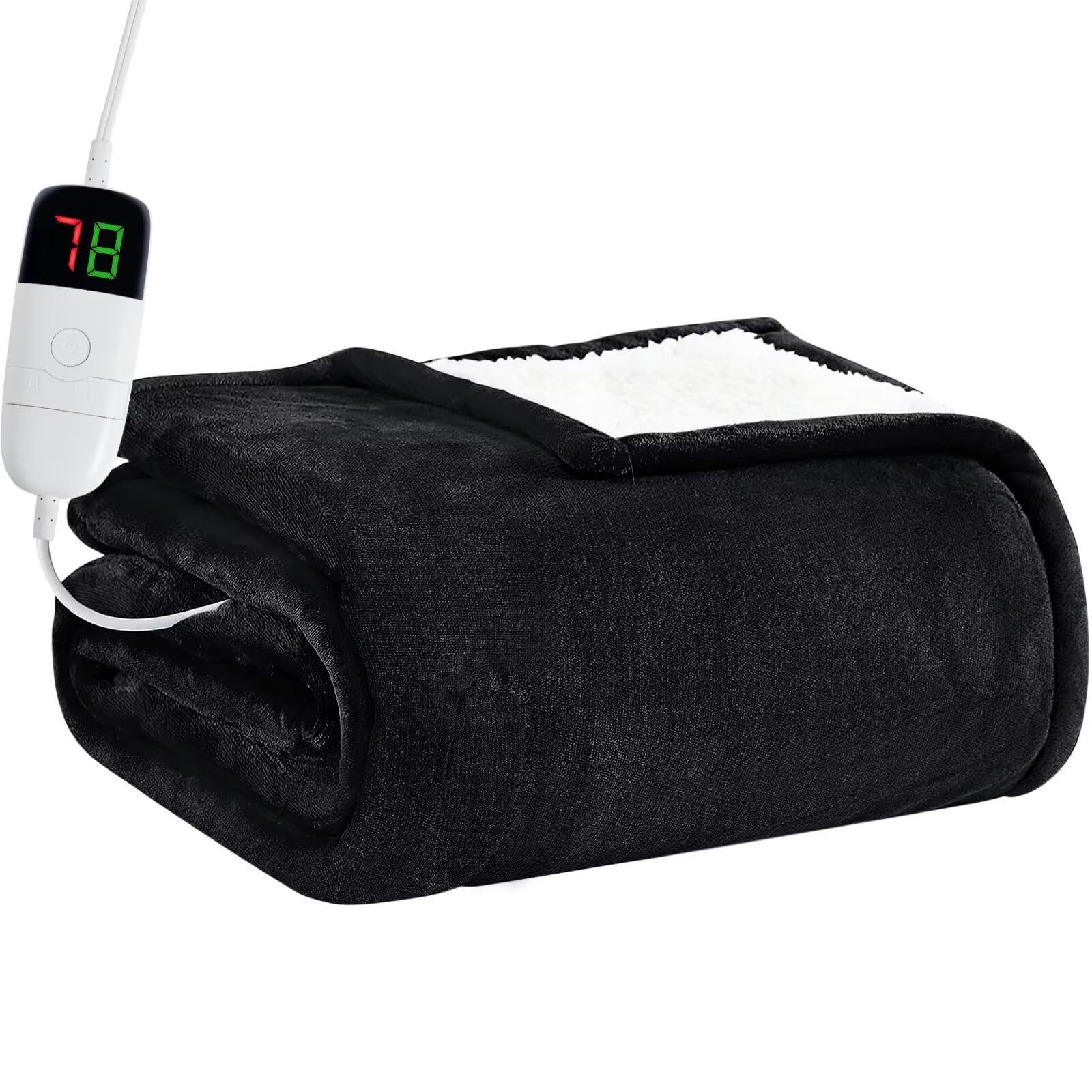 Heated Electric Blanket Queen Size - 84" x 90" Heating Blanket with Dual Control, 10 Levels & 8 Hours Auto Off, Soft Warm Flannel Gift with Over-Heat Protection, ETL & FCC Certified