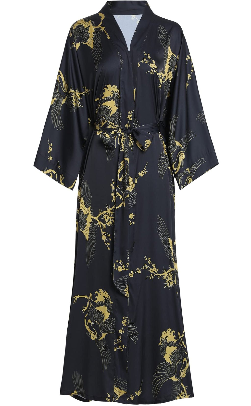 Aensso Long Soft Lightweight Silky Kimonos Robes for Women, Luxury Japanese Floral Womens Kimono Robe