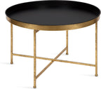 Kate and Laurel Celia Modern Round Coffee Table; 28 x 28 x 19; Black and Gold; Coffee Table for Living Room Decor; Storage; and Display
