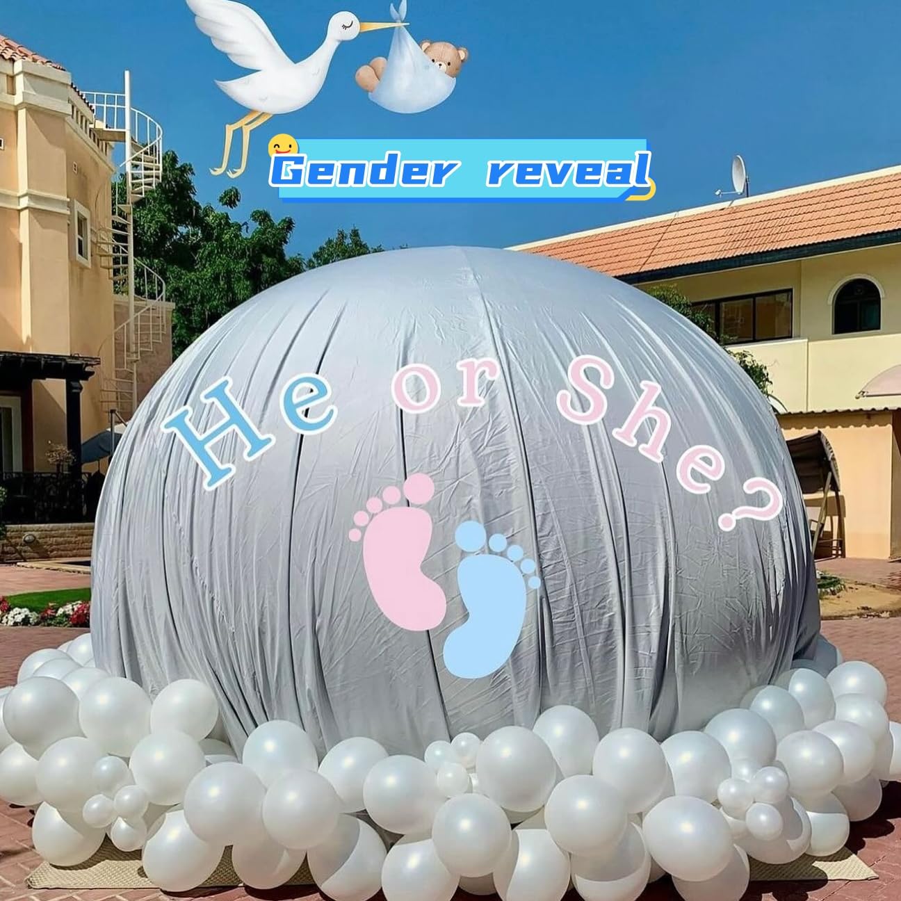 Oppusteligt bobleballonhus med pumpe og UL-blæser, bobletelt til børnefestballoner klare til hjemmefest, indkøbscentre, parker, begivenhedsudstilling (10FT)