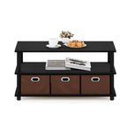 Furinno Andrey Coffee Table with Bin Drawer, Columbia Walnut/Dark Brown