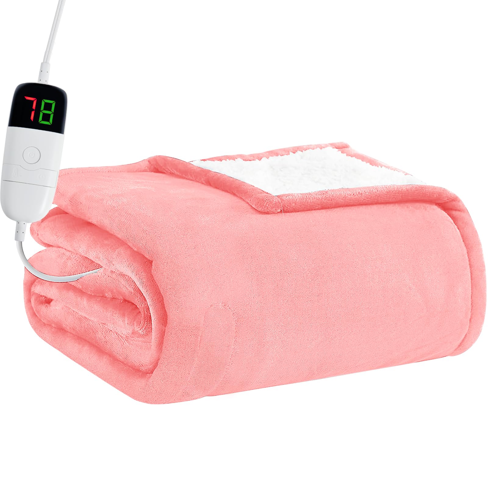 Heated Electric Blanket Queen Size - 84" x 90" Heating Blanket with Dual Control, 10 Levels & 8 Hours Auto Off, Soft Warm Flannel Gift with Over-Heat Protection, ETL & FCC Certified