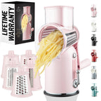 Zulay Rotary Cheese Grater 3 Blade Cheese Shredder - Manual Hand Crank Cheese Grater With Reinforced Suction & 3 Interchangeable Drums - Easy to Use Vegetable Chopper - Black
