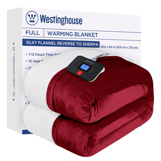 Westinghouse Heated Throw Blanket, Electric Blanket Throw with 6 Heating Levels and 2-10 Hours Time Settings, Flannel to Sherpa Super Cozy Heated Blanket Machine Washable, 50x60 inch, Charcoal