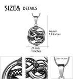 Hipunk Vintage Antique Infinity Snake Ouroboros Serpent Pendant Stainless Steel Necklace, Gothic Jewelry