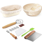 Banneton Bread Proofing Basket Banneton Basket Set Sourdough Proofing Basket Round Proofing Bowls Handmade Rattan Baskets and Liners (Round of 1 Gift Set)