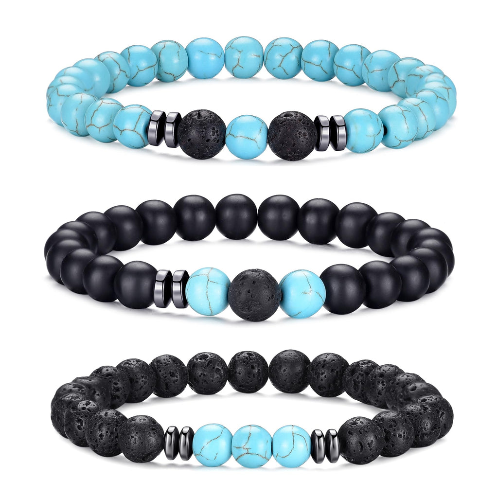 RANKEEF Tiger Eye Bracelet For Men 8MM Natural Stone Stretch Adjustable Black Crystal Beaded Bracelet for Men Women Gifts