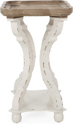 Christopher Knight Home Esther French Country Accent Table with Rectangular Top, Natural + Distressed White