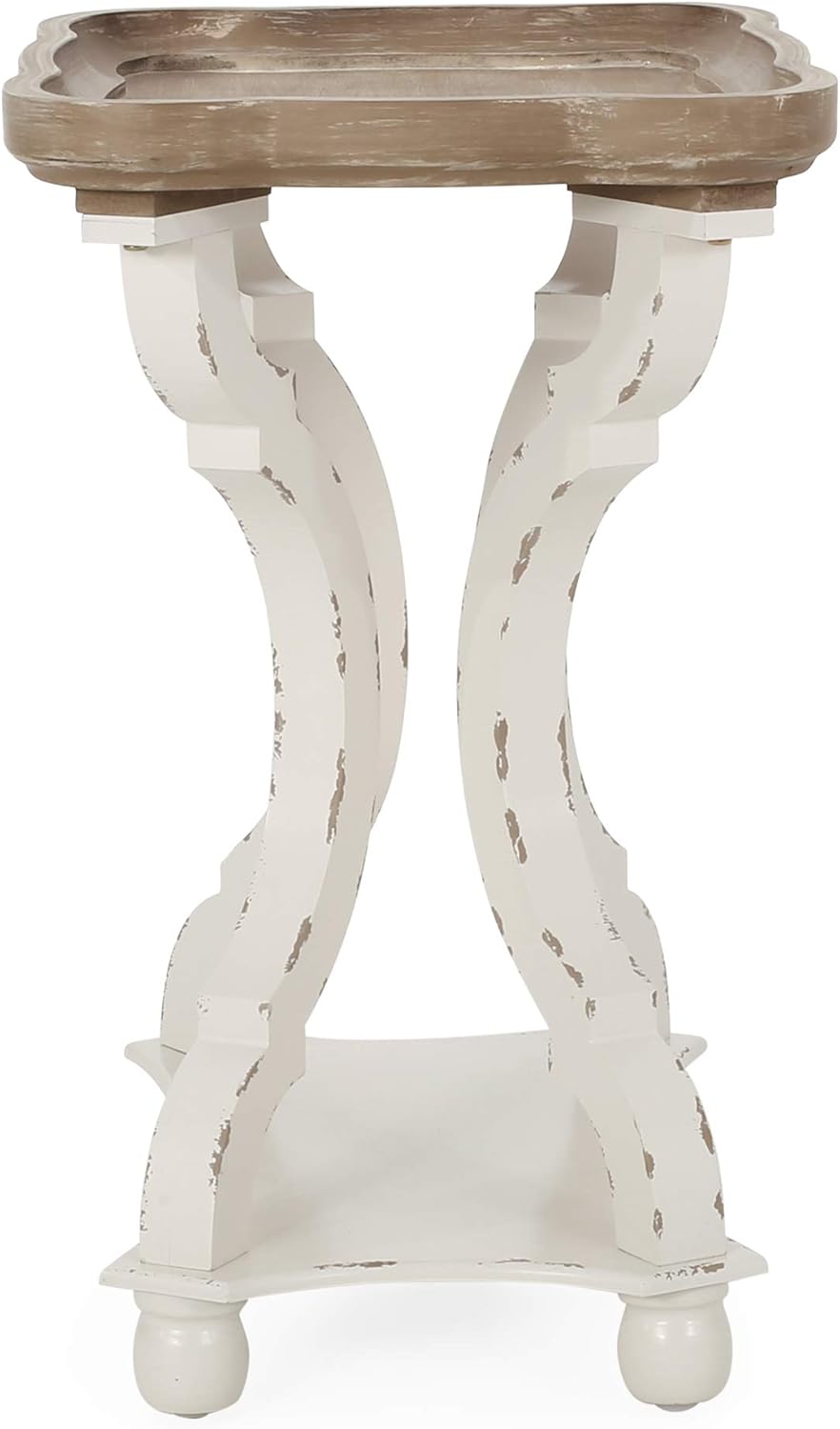 Christopher Knight Home Esther French Country Accent Table with Rectangular Top, Natural + Distressed White