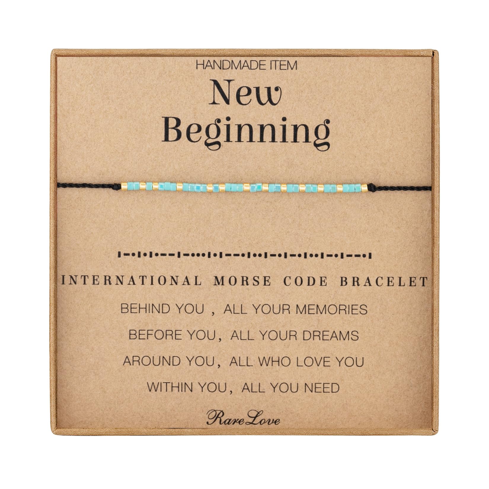 RareLove New Beginning Gifts for Women Morse Code Beaded Bracelet,Inspirational Encouragement for Friends,Divorce Breakup Get Well Gifts,Waterproof Secret Message Bracelets Tiny Pony Seed
