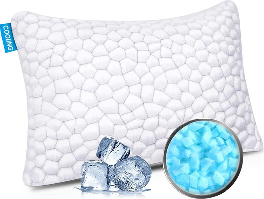 SUPA MODERN Cooling Bed Pillows for Sleeping 2 Pack Shredded Memory Foam Pillows Adjustable Cool Pillow for Side Back Stomach Sleepers Luxury Gel Pillows Queen Size Set of 2 Washable Removable Cover