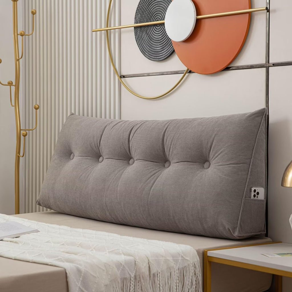 بالشتک گوه‌ای تِسیکا طوسی تیره برای تکیه‌گاه تخت، بالشتک بزرگ تکیه‌گاه، بالشتک گوه‌ای بزرگ، تکیه‌گاه نرم و حمایتی تخت، بالشتک‌های مطالعه برای نشستن در تخت با روکش قابل جدا شدن