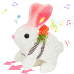 Hopearl Hopping Rabbit with Bell Interactive Electronic Pet Plush Bunny Toy with Sounds and Movements Animated Walking Wiggle Ears Twitch Nose Gift for Toddlers Birthday, Rainbow, 7''