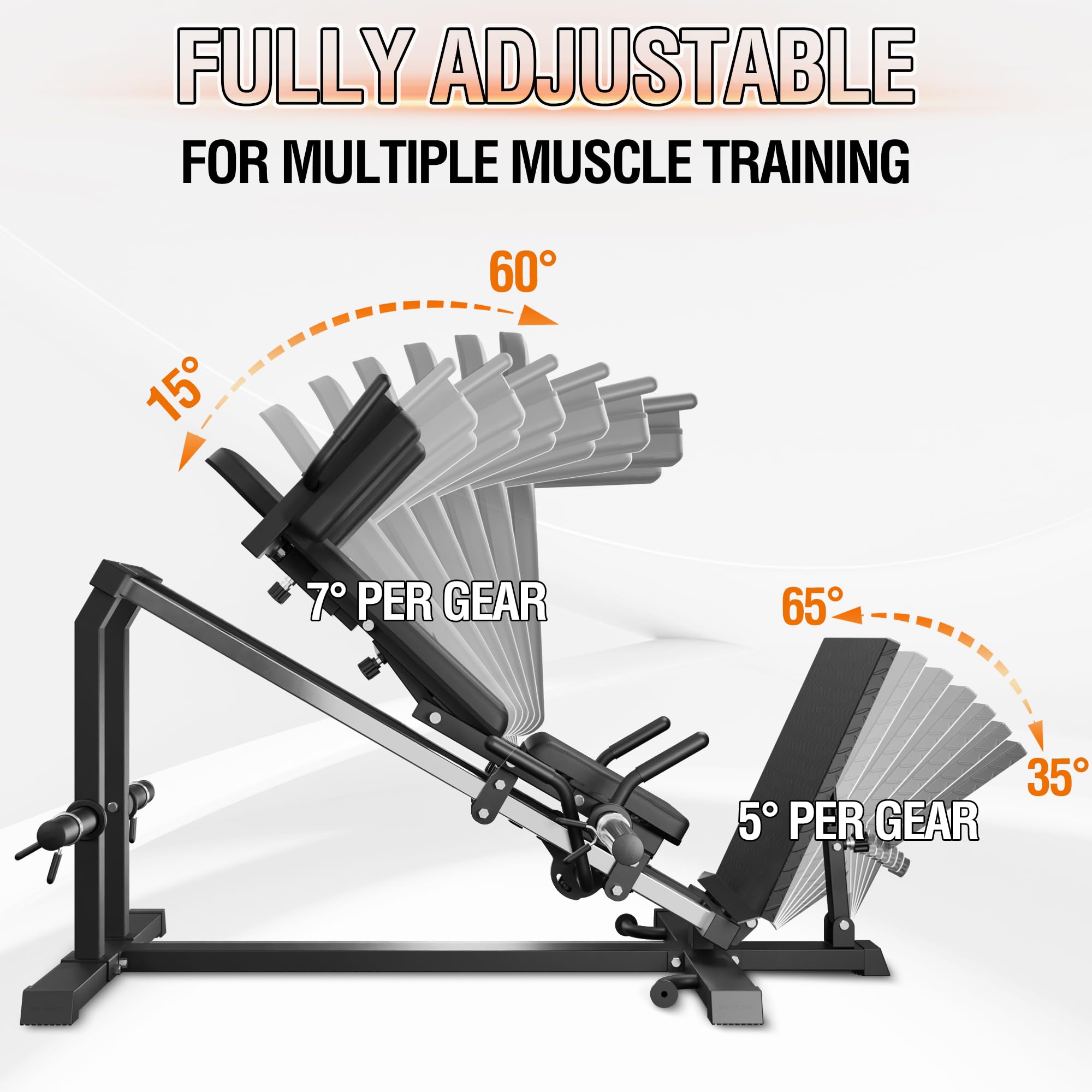 Machine de presse à jambes Mikolo Hack Squat, machine compacte de presse à jambes à 30 degrés pour salle de sport à domicile, machine Hack Squat avec coussin d'épaule amovible, équipement d'entraînement du bas du corps (machine combo)