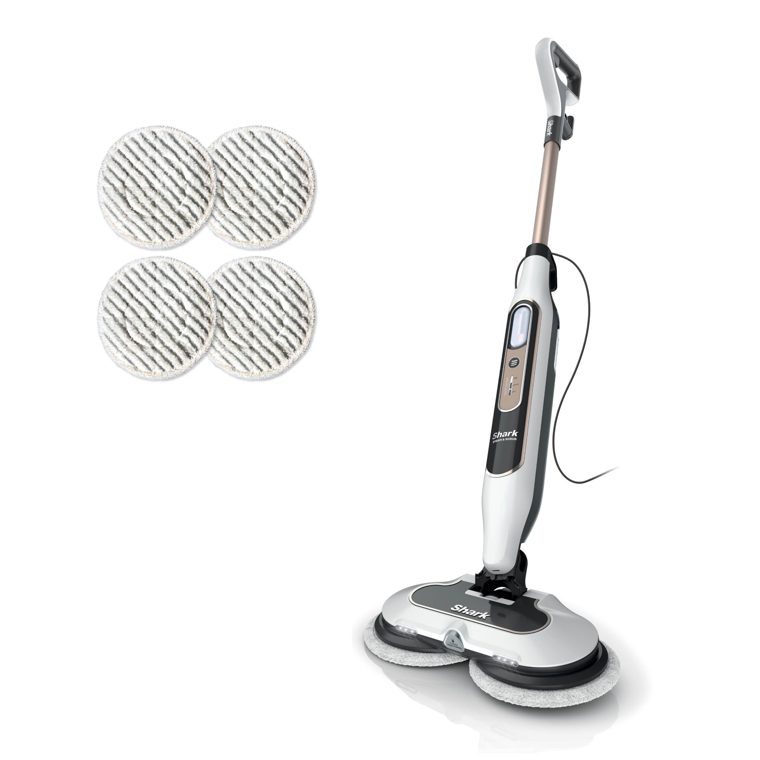 Shark Steam & Scrub Steam Mop, All-in-One Scrubbing and Sanitizing Hard Floor Cleaner, LED Headlights, 4 Dirt Grip Soft Scrub Pads Included, XL Water Tank, Swivel Steering, Hawaiian Grey, S8001