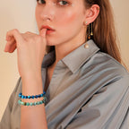 CASDAN 12PCS 8mm Semi-Precious Gemstones Beaded Bracelets for Men Women Tiger Eye Lava Rock Crystal Stone Bead Bracelets Set