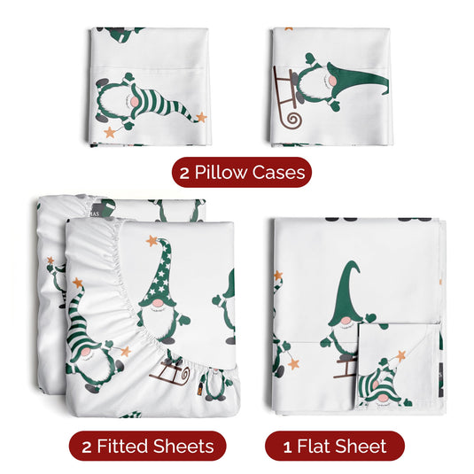 Queen Christmas Tree Sheet Set - Holiday Xmas Pattern Linen Set - Deep Pockets - Snug Fit - 4 Piece - Wrinkle Free - Comfy & Cooling Festive Winter Bedding - Easy To Care For - Kid Friendly