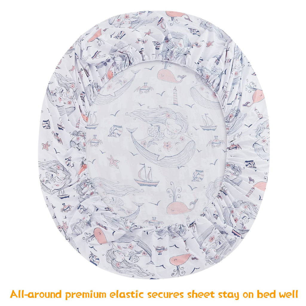 ست ملحفه کودکان یونیکورن صورتی JSD، سایز تویین، ۳ تکه، ملحفه‌های رختخواب میکروفایبر چاپ شده با طرح رنگین کمان برای دختران، جیب عمیق