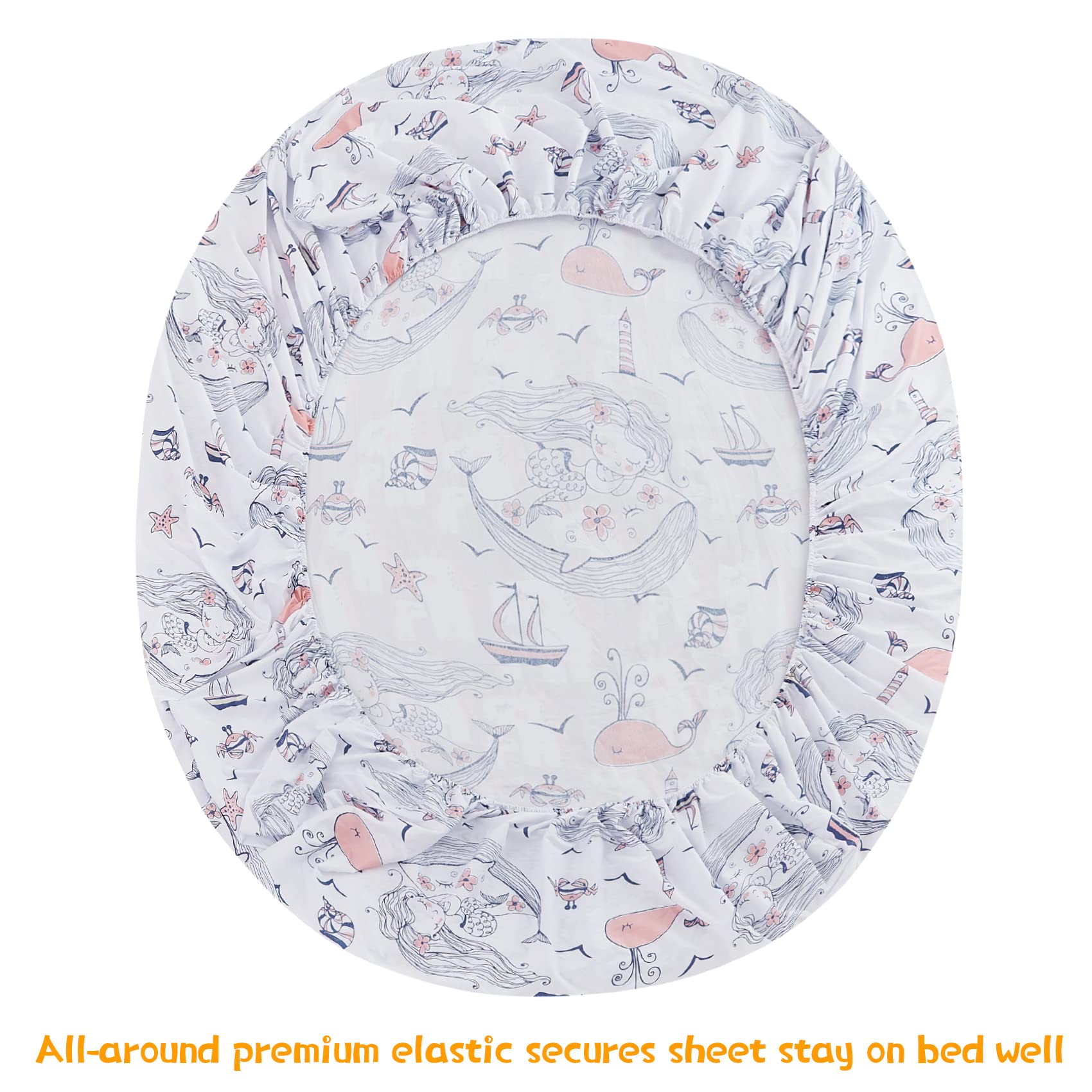 ست ملحفه کودکان یونیکورن صورتی JSD، سایز تویین، ۳ تکه، ملحفه‌های رختخواب میکروفایبر چاپ شده با طرح رنگین کمان برای دختران، جیب عمیق