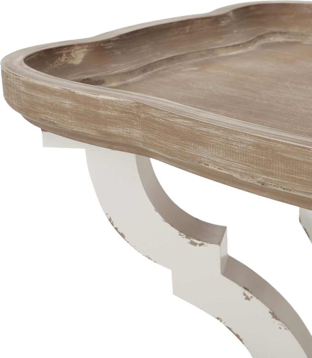 Christopher Knight Home Esther French Country Accent Table with Rectangular Top, Natural + Distressed White