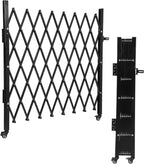 Single Foldable Security Gate 50" H x 75" W Aluminum Expandable Fence Portable Safety Barrier with Casters Retractable Driveway Gates 360°Rolling Barricade Gate Mobile Barricade Safety Barrier