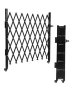 Double Foldable Security Gate 61" H x 122" W Aluminum Expandable Fence Portable Safety Barrier with Casters Retractable Driveway Gates 360°Rolling Barricade Gate Mobile Barricade Safety Barrier Black