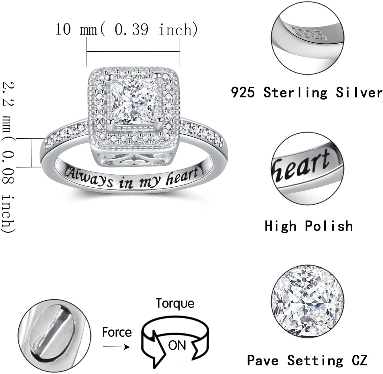 925 Sterling Silver Cremation Urn Ring for Women Memorial Ashes Keepsake Jewelry to Honor Loved Ones