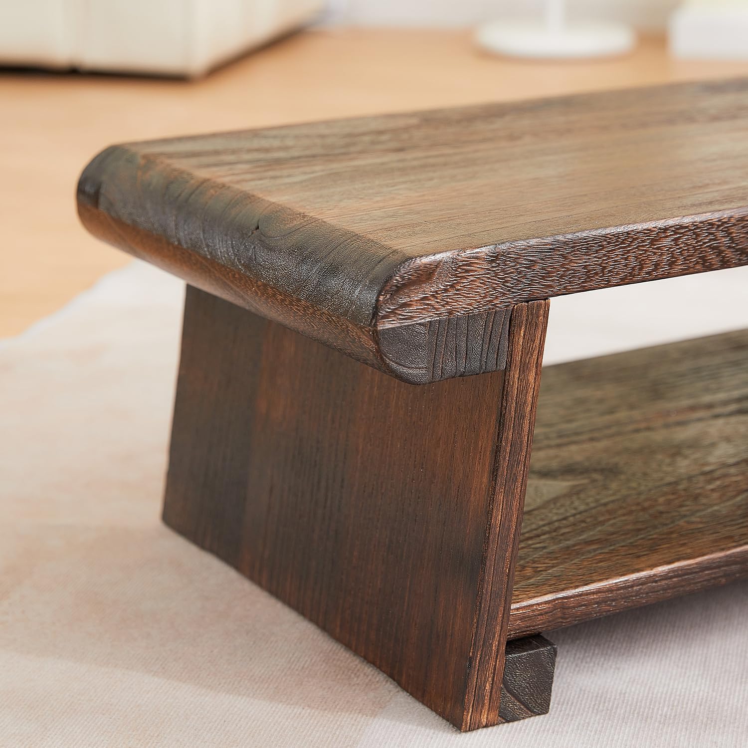 Japanese Altar Table,Folding Floor Table,Wood Small Low Meditation Table,Coffee Table for Living Room, Brown,19.7" x 11.8" x 7.9"