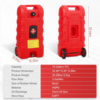 15 Gallon Gas Can, Fuel Tank Container with LE Fluid Transfer Manual Siphon Pump & 10FT Hose, Portable Diesel Gas Storage Caddy with Wheels for Car, ATV, Weeder, Boat, etc., Red
