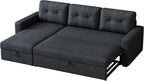 L-Shape Reversible Sectional Sleeper Sofa Bed 4 in 1 Pull Out Couch with Storage Chaise & Removable Back Cushions,Convertible Sleeper Corner Couch Pull-Out Sofa Bed for Living Room,Office