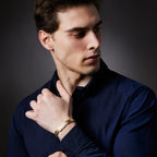 Urban Jewelry Stunning Solid Tungsten Link Bracelet for Men Polished Link, Puzzle, Ceramic Style (Silver, Black, 18K Gold Plated Option)