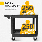 MaxWorks 80855 500-lb Utility Service PP Cart With Two Trays and Wheels 30 Inch X 16 Inch Overall Dimensions