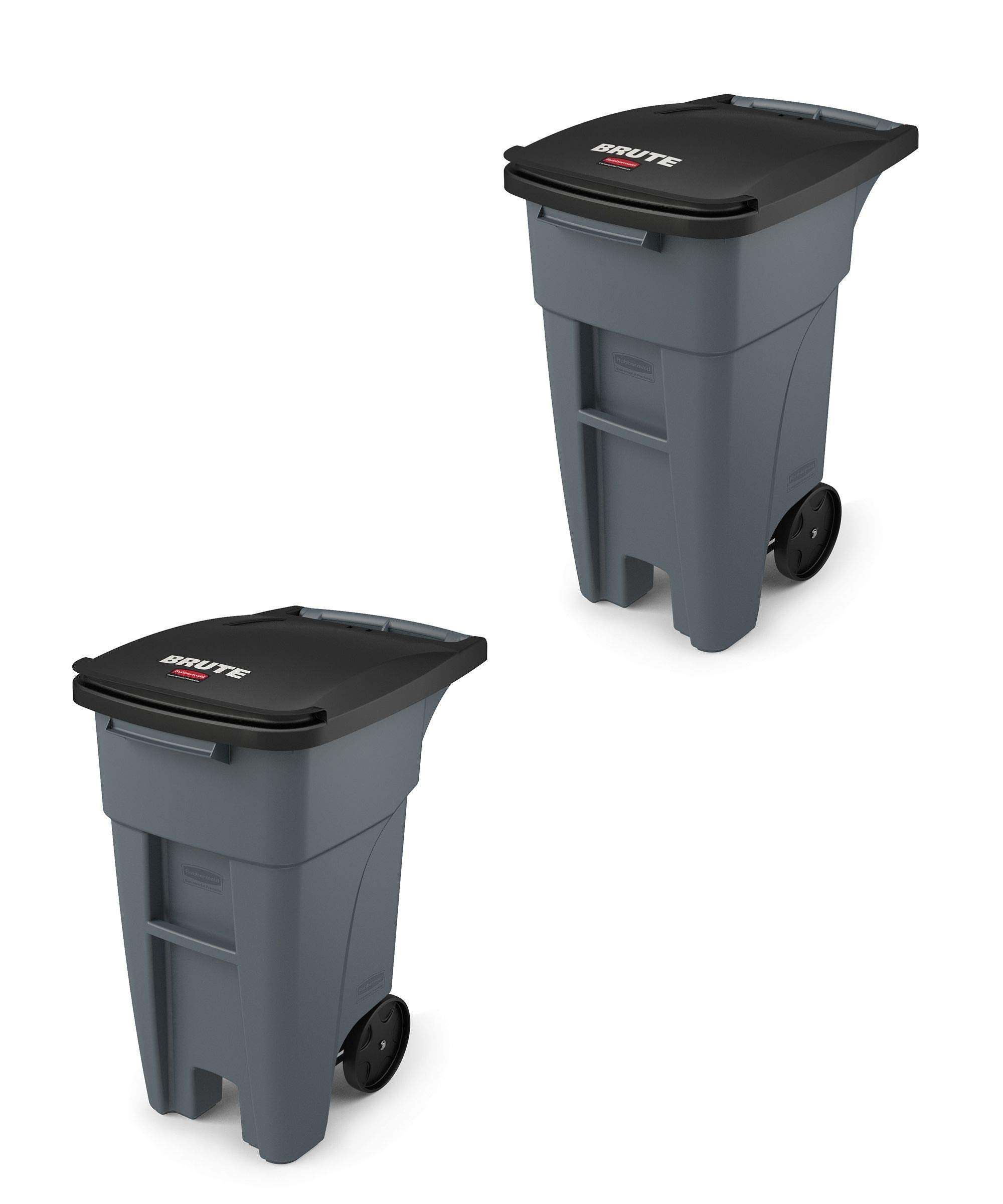 Rubbermaid Commercial Products BRUTE Rollout Heavy-Duty Wheeled Recycling Can/Bin, 50-Gallon, Blue Recycling, for Restaurants/Hospitals/Offices/Warehouses/Garage