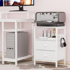 Furologee Nightstands Set of 2, End Table with 2 Fabric Drawers, Night Stand with 2 Hooks, Open Wood Shelf Bedside Table for Bedroom/Living Room/White