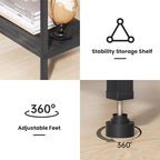 Tall End Table with Charging Station, 3 Tier Narrow Beside Table with Adjustable Shelf, Tall Gray Side Table Nightstand for Bedroom, Living Room Coffe Table, Office, Charcoal Grey
