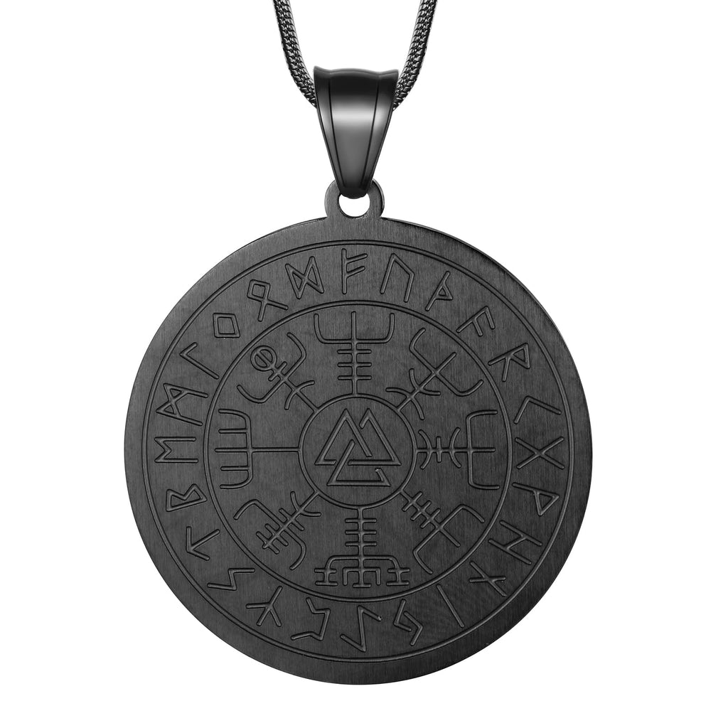 Celtic Knot Necklace Viking Pendant - Celtic Norse Triple Odin Horns Crescent Moon of Oden Horn Necklace Mens 316L Stainless Steel Triskelion Amulet Pewter Tribal Protection Viking Triskele Jewelry