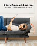 AMADA HOMEFURNISHING ,75″ Convertible Futon Sofa Bed,Loveseat with Adjustable Backrest & Armrests,Folding Futon Sleeper Recliner for Apartment, Living Room or Office, Corduroy Fabric,Grey