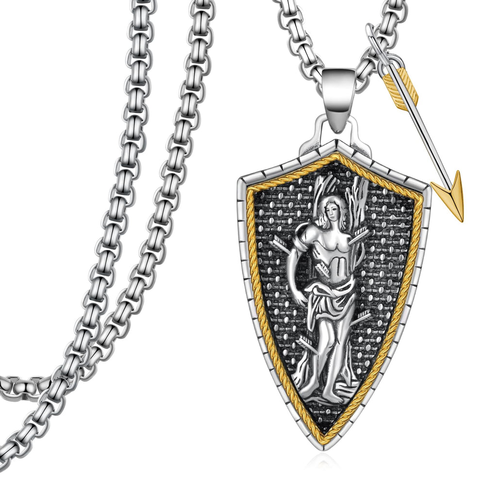 925 Sterling Silver St Michael/St Christopher Pendant Necklace for Men Women Religious Amulets Jewelry Gifts