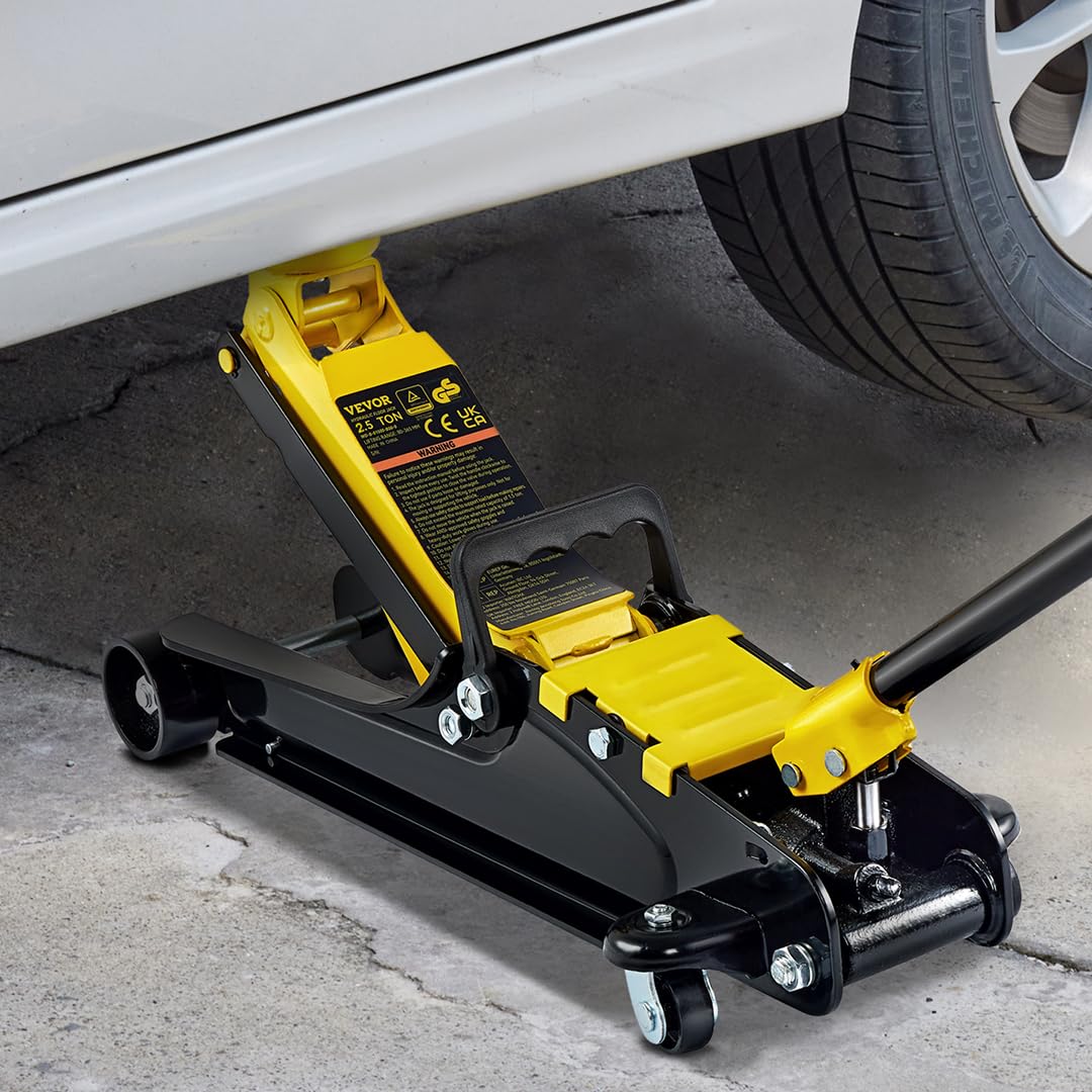 VEVOR 2.5 Ton Low Profile, Heavy-Duty Steel Racing Floor Jack with Single Piston Lift Pump, Lifting Range 3.35"-14.96"