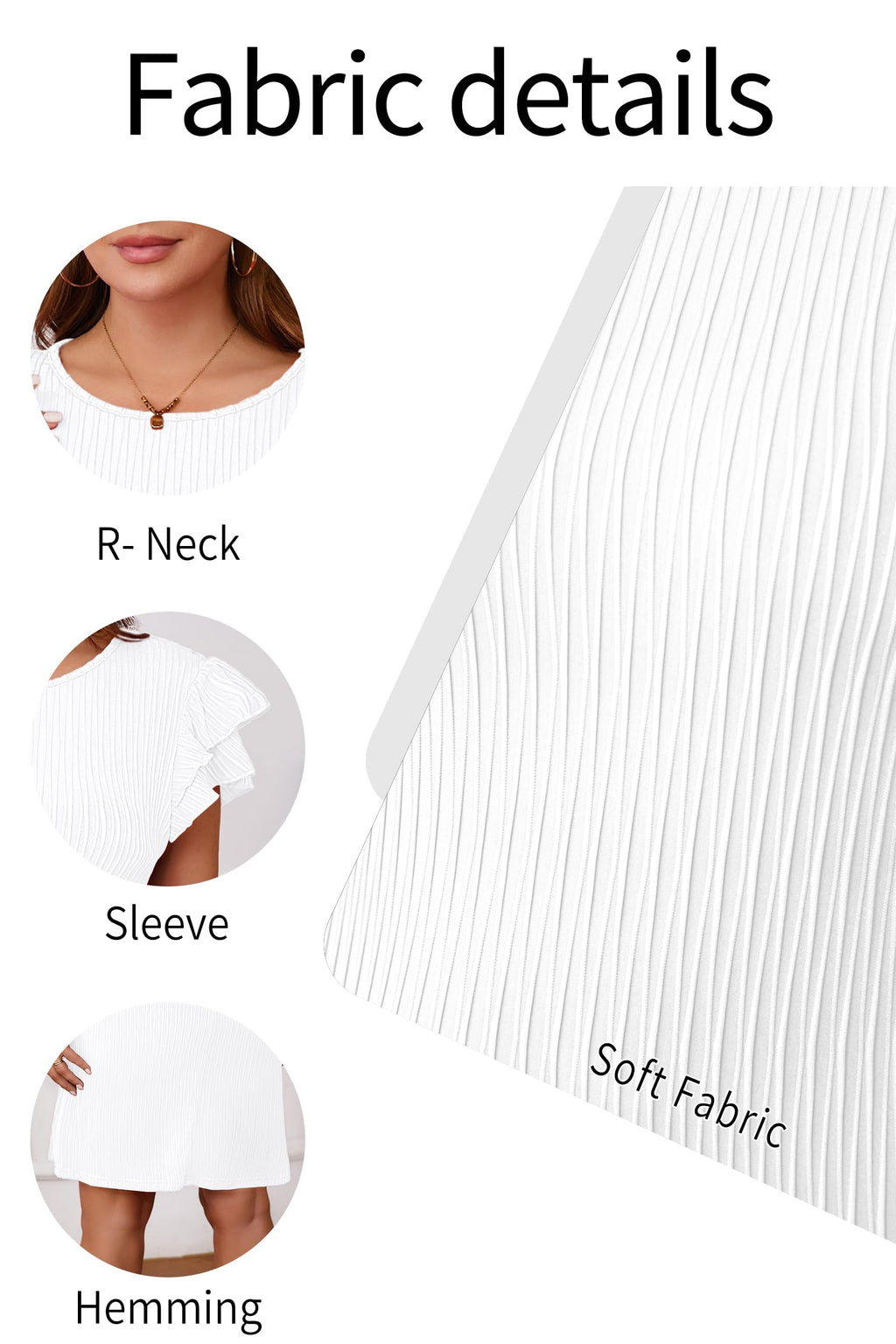 Runwind Plus Size Summer Dresses for Curvy Women Casual Crewneck Short Flowy Sleeve Cute Mini White Dress Women 3XL