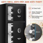 [DOUBLE DOOR SAFE] 8.1 Cub Extra Large Home Safe with Fireproof Waterproof Document Bag, Heavy Duty Digital Security Safe with [HIDDEN LOCK BOX], Fireproof Safe for Home Business Office USE - Grand Goldman