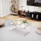 Acrylic Coffee Table, Modern Clear Rectangle Lucite Table for Living Room, Bedroom, Office (Clear, 31.5" L*19.7" W *15.7" H)