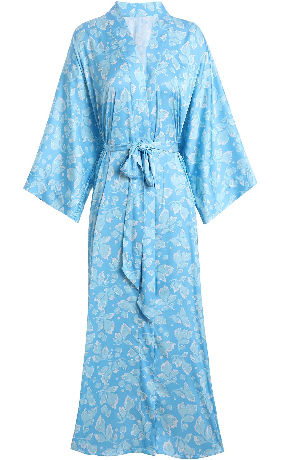 Aensso Long Soft Lightweight Silky Kimonos Robes for Women, Luxury Japanese Floral Womens Kimono Robe